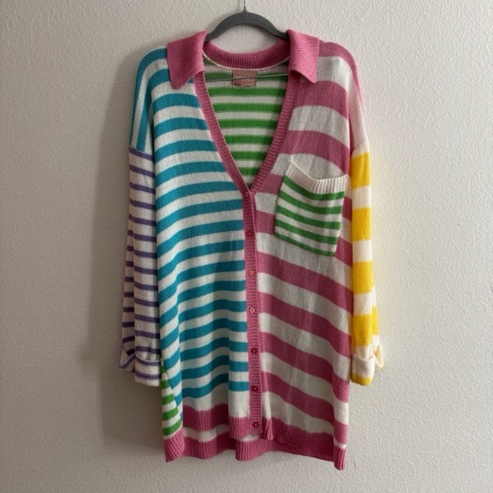 Show Me Your MuMu Multicolor Striped Knit Cardigan Sweater - Picture 4 of 4